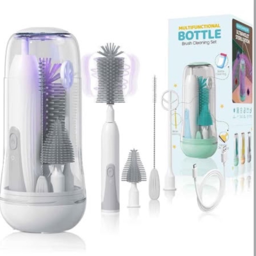 NEW! Electric Baby Bottle Brush Set with Storage Box, Automatic Bottle Cleaner